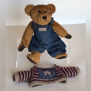 Vintage Boyds Bears Bearwear Collection LTD 1985-95 Denim Overalls & Sweater 10"